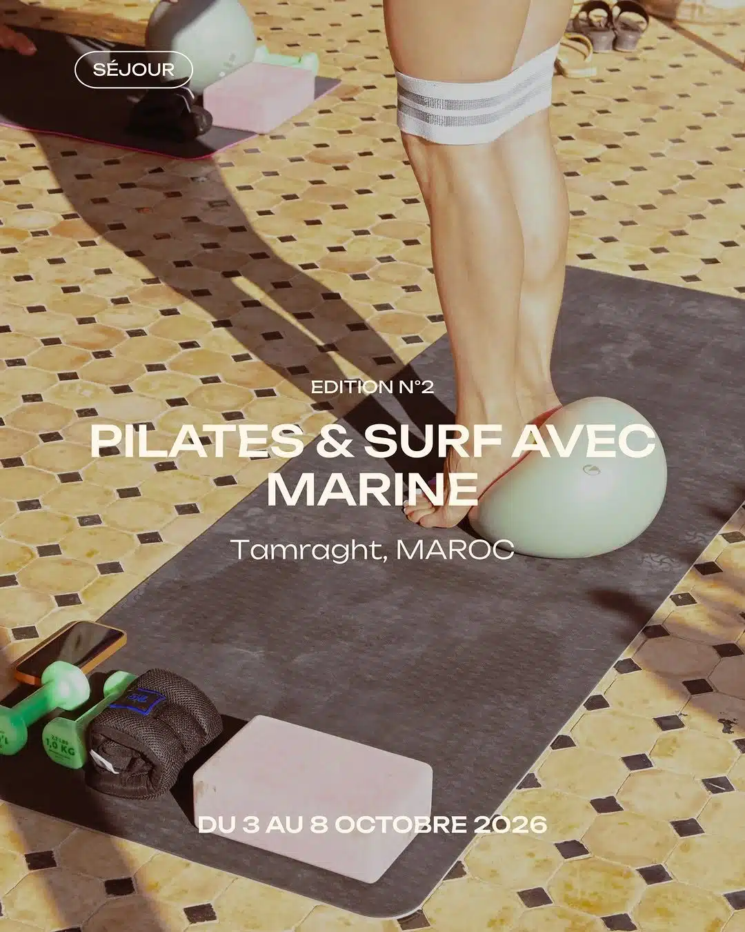 SÉJOUR PILATES & SURF avec Marine - édition n°2 🍋 Tamraght, Maroc | 3–8 octobre 2026 Et si cet…