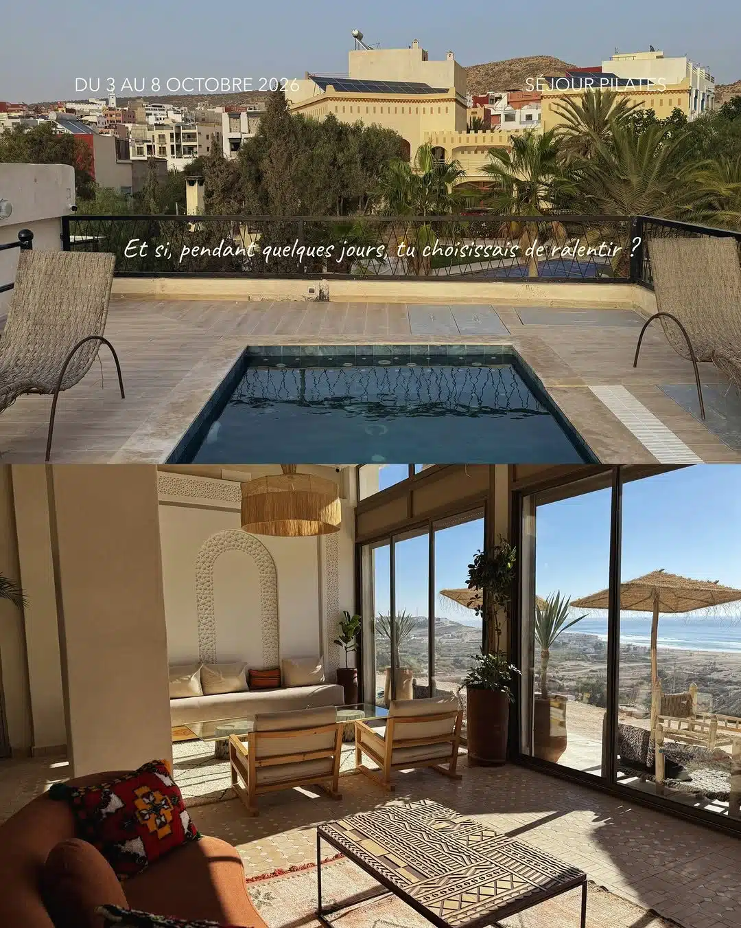 SÉJOUR PILATES & SURF avec Marine - édition n°2 🍋 Tamraght, Maroc | 3–8 octobre 2026 Et si cet…