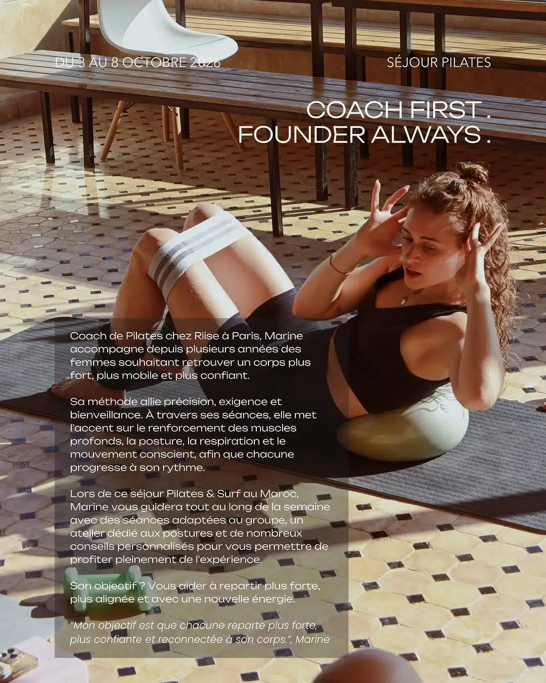 SÉJOUR PILATES & SURF avec Marine - édition n°2 🍋 Tamraght, Maroc | 3–8 octobre 2026 Et si cet…