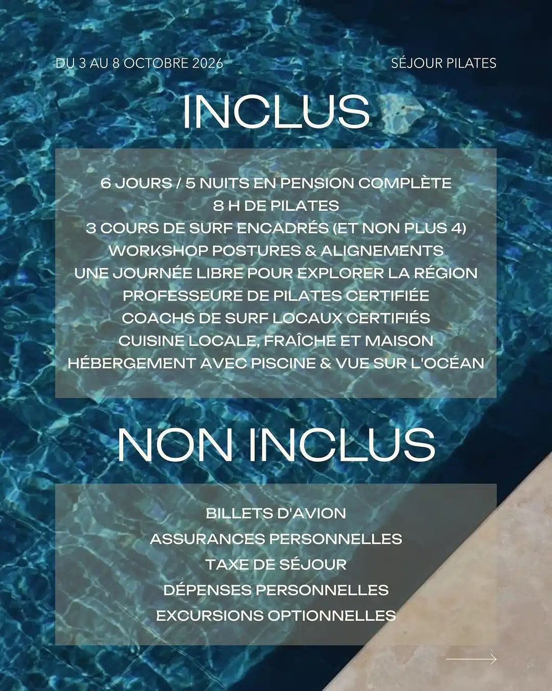 SÉJOUR PILATES & SURF avec Marine - édition n°2 🍋 Tamraght, Maroc | 3–8 octobre 2026 Et si cet…