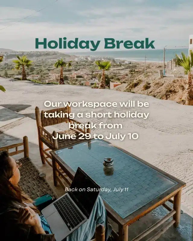 Time to recharge Our workspace will be taking a short holiday break from June 29 to July 10…